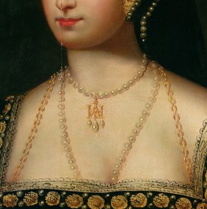 Detail aus einem Porträt von Anne Boleyn (1504-36) ca. 1533