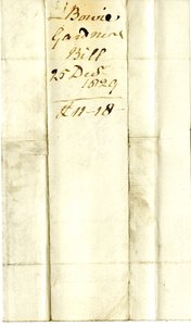 Devonshire MSS AS 3101, Folio aus einem Bündel von Rechnungen, beglichen von Pinder Simpson für Lord George Cavendish, einschließlich Alexander Bowies Rechnung