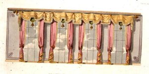 Vorhang im Salonfenster, Tafel 92 aus Ackermann