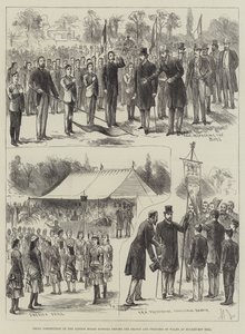 Drillwettbewerb der Londoner Schulbehörde vor dem Prinzen und der Prinzessin von Wales in Buckhurst Hill (Gravur)