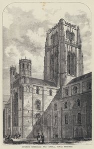 Durham Kathedrale, der zentrale Turm restauriert (Gravur) von English School