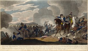 ENGLAND TRIUMPHANT. Napoleon versucht, die kaiserliche Garde in der Schlacht von Waterloo zu sammeln, ca. 1815 (Gravur) von English School