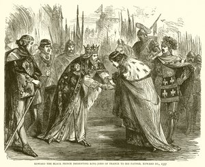 Edward der Schwarze Prinz präsentiert König Johann von Frankreich seinem Vater Edward III, 1357