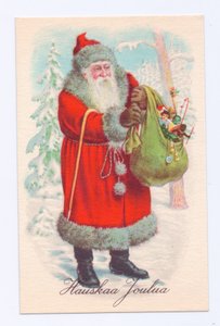 Edwardianische Postkarte von Weihnachtsmann mit einem Sack Spielzeug, ca. 1910