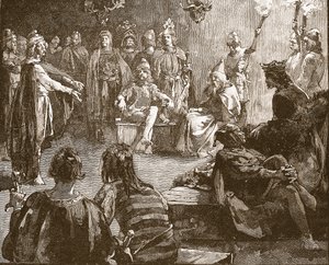 Edwin von Northumbria und christliche Missionare, Illustration aus Cassells Illustrierter Geschichte Englands von English School