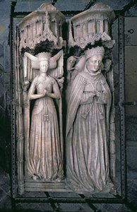Efigien von Thomas Fitzalan, 5. Earl of Arundel und seiner Frau Beatrice, in der Fitzalan-Kapelle (Alabaster) von English School