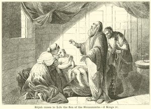 Elija erweckt den Sohn der Schunemiterin zum Leben, 2 Könige, iv