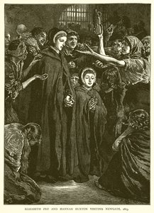 Elizabeth Fry und Hannah Buxton besuchen Newgate, 1813 von English School