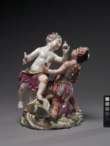 Europa und Amerika, hergestellt von der Chelsea Porcelain Factory, ca. 1760 von English School