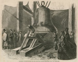Experiment mit dem Hammer auf der großen Glocke für die Westminster-Uhr