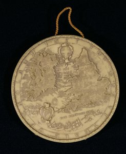 Faksimile des Großen Siegels von England von 1651, Rückseite zeigt eine Karte von England, Wales und Irland