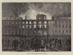Feuer im Gouverneurshaus, Brügge (Gravur) von English School