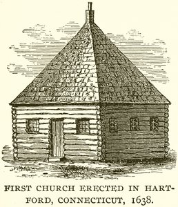 Erste Kirche in Hartford, Connecticut, 1638 errichtet von English School