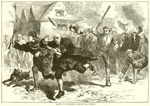 Flucht von Hutchinson vor den Aufständischen von English School