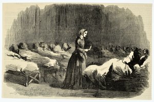 Florence Nightingale im Barrack Hospital, Scutari, 1855 von English School