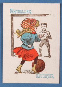 Fußballspielende Tochter, aus dem Happy Families-Kartenspiel, ca. 1890-1900 von English School