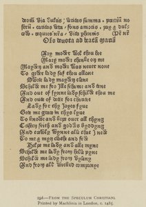 Aus dem Speculum Christiani, gedruckt von Machlinia in London, ca. 1485 (Lithografie)