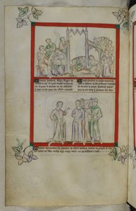 Aus der Geschichte von Gideon (Jeroboal), Detail einer Manuskript-Illumination aus dem Queen Mary Psalter, MS Royal 2 B VII, f. 37v von English School