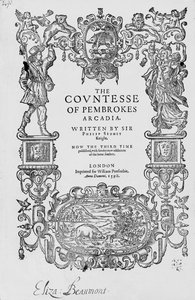 Frontispiz zu The Countess of Pembrokes Arcadia, 1592, von Sir Philip Sidney (1554-86), Dritte Ausgabe, veröffentlicht 1598