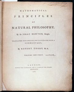 Frontispiz zu Band I der Mathematischen Prinzipien der Naturphilosophie von Sir Isaac Newton, 1777