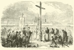 Beerdigungszeremonie für französische Soldaten, die während der Belagerung von Paris getötet wurden, Oktober 1870 von English School
