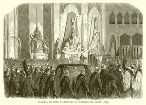 Beerdigung von Lord Palmerston in der Westminster Abbey, 1865 von English School