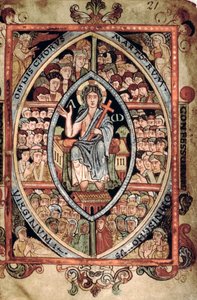 Christus in Majestät, aus dem Athelstan-Psalter, Old Minster, Winchester, 925-50 (Pergament)