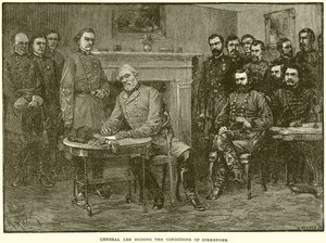 General Lee unterzeichnet die Kapitulationsbedingungen von English School