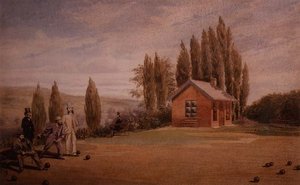 Herren beim Rasenbowling, ca. 1880 von English School