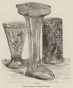 Deutsche Trinkgefäße aus Glas (Gravur) von English School