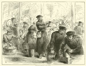 Deutsche verteilen Lebensmittel, Januar 1871 von English School