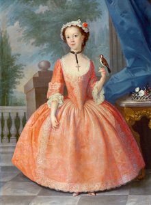 Mädchen in Rosa, ca. 1740er von English School