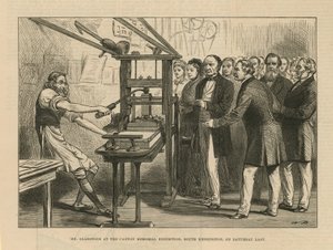 Gladstone bei der Caxton Memorial Ausstellung