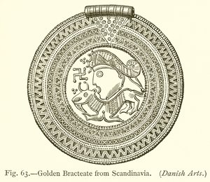 Goldenes Brakteat aus Skandinavien