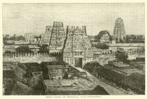 Große Pagode von Seringham, nahe Trichinopoly von English School