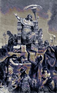 Griechische Dekadenz - Krösus auf dem Scheiterhaufen, Illustration aus Die Illustrierte Geschichte der Welt, veröffentlicht um 1880 von English School