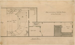 Grundriss von Miss Kellys Theater (Royalty Theatre), Dean Street, Soho, London von English School
