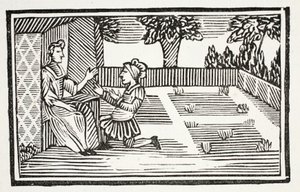 Guy umwirbt Fair Phillis, Illustration aus Chap-books des achtzehnten Jahrhunderts von John Ashton, veröffentlicht 1882 von English School