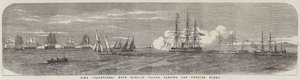 HMS „Dauntless“, mit russischen Preisen, die die schwedische Flotte passieren (Gravur) von English School