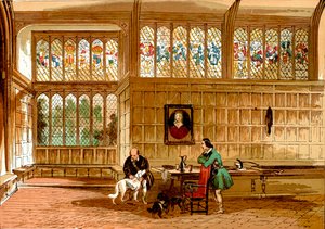 Halle in Ockwells, Berkshire (farbige Gravur)