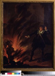 Hamlet und der Geist seines Vaters, Illustration für das Stück Hamlet von William Shakespeare (1564-1621), Gemälde der englischen Schule Anfang des 19. Jahrhunderts, Puschkin-Museum, Moskau