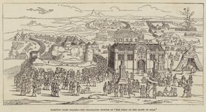 Hampton Court Palace, das berühmte Bild "Das Feld des Goldenen Tuchs" (Stich) von English School