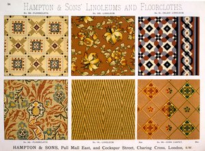 Hampton & Sons Designs für Linoleum und Bodenbeläge, spätes 19. Jh.