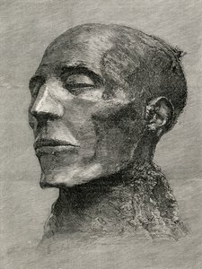 Kopf der Mumie von Menmaatre Seti I, auch bekannt als Sethos I., Pharao des Alten Ägypten, aus The Worlds Inhabitants von G.T. Bettany, veröffentlicht 1888 von English School
