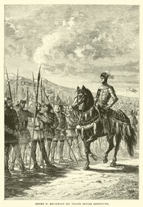 Heinrich V. inspiziert seine Truppen vor Agincourt von English School