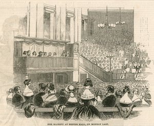 Ihre Majestät Königin Victoria in Exeter Hall, Strand, London von English School