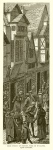 Hauptstraße von Oxford zur Zeit von Wycliffe, 14. Jahrhundert von English School