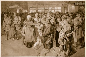 Heimaturlaub: Nach der Ankunft des Schützengrabenspezials am Londoner Endbahnhof, 1914-19 von English School