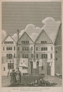 Haus in Pitchers Court, Bell Alley, einst die Residenz von Robert Bloomfield von English School