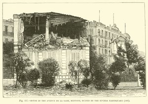 Haus in der Avenue de la Gare, Mentone, zerstört durch das Riviera-Erdbeben, 1887